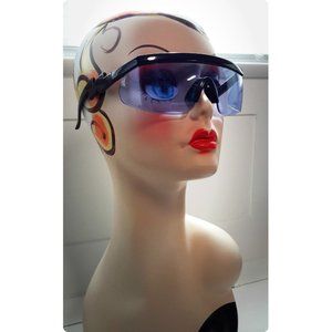 Crooked Bolt Arm Color Lens Shield 80s Sunglasses